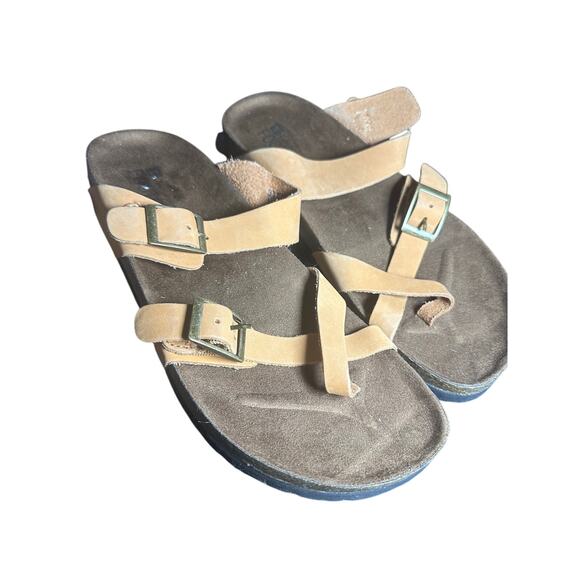 White Mountain Women's Footbeds Sandals Tan Suede Adjustable Comfort Size 8M - Picture 2 of 12
